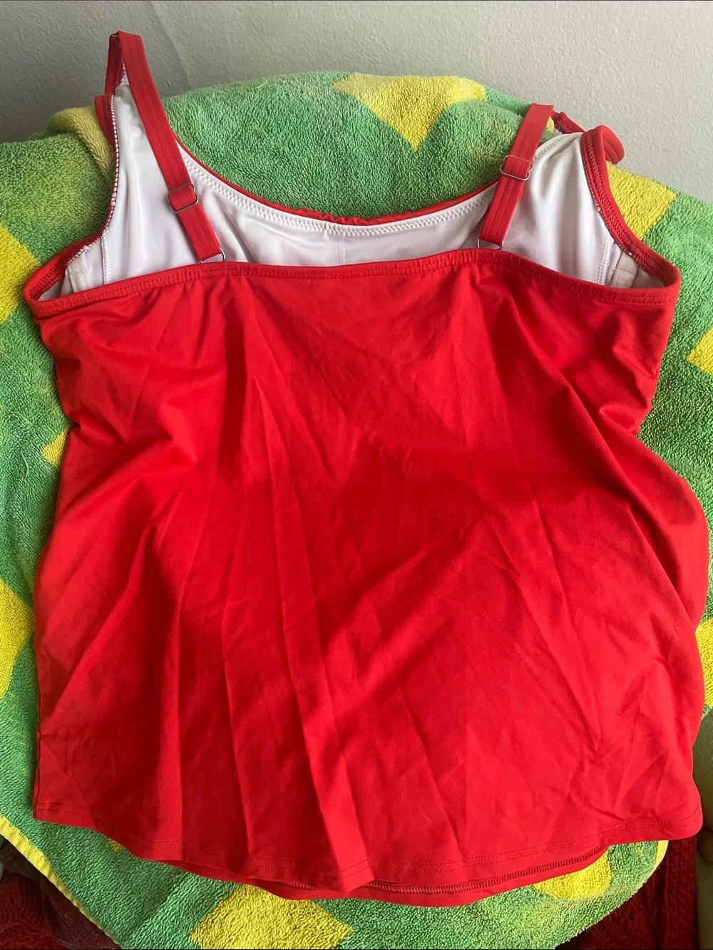 Lands' End Red Swim Top with Built-In Underwire Bra
